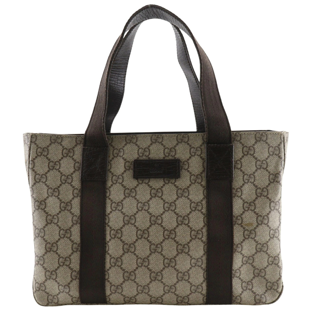 Gucci 2Way Shoulder Tote Bag GG Supreme Canvas Open Brown